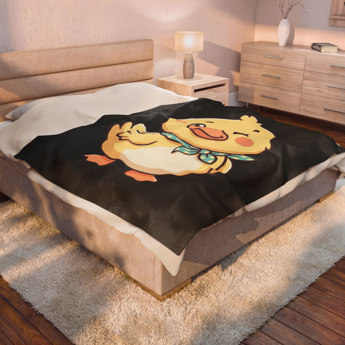 Cute Duck Velveteen Plush Blanket – Soft Cartoon Baby Duck Throw