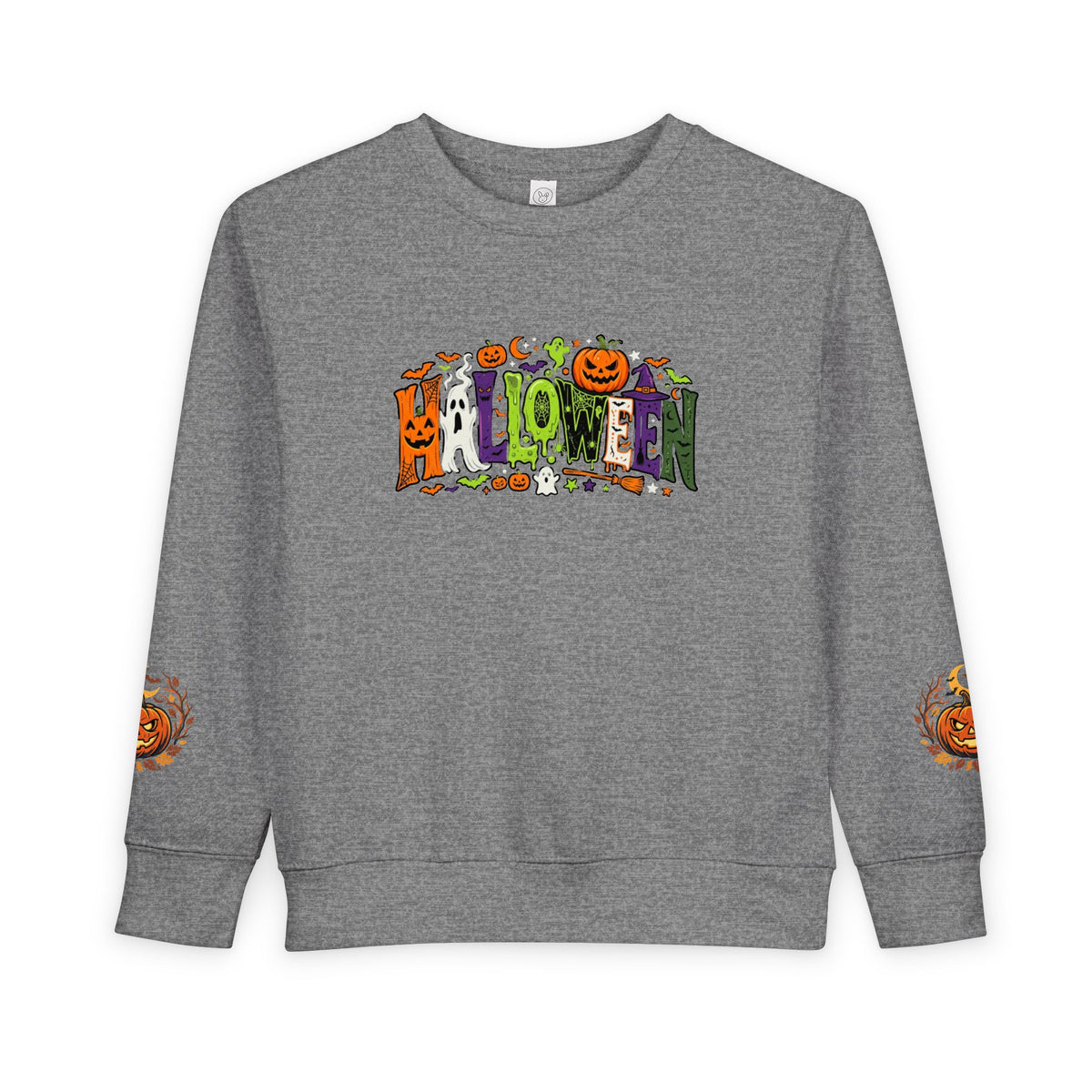 Toddler Sweatshirt — Halloween Pumpkin Jack-O’-Lantern Crewneck for Kids