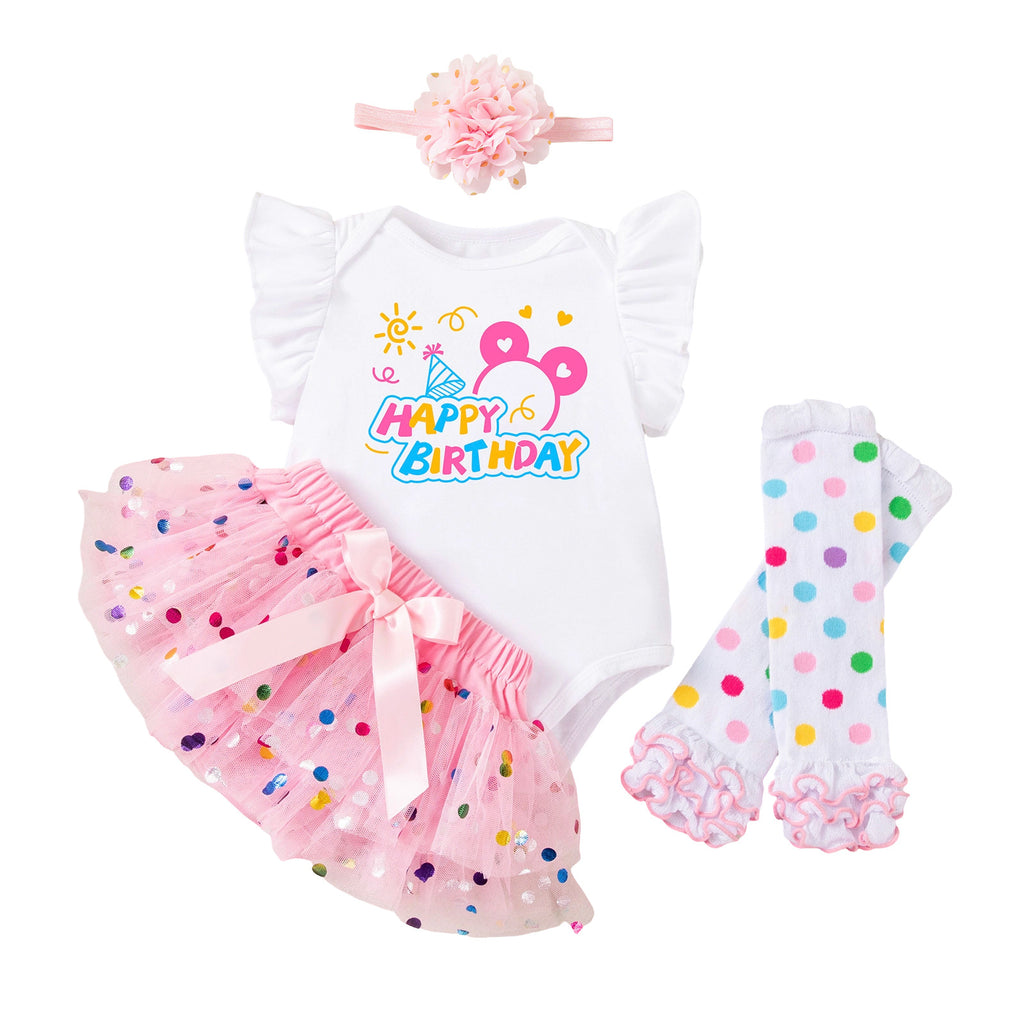 Baby Girl Spring Polka-Dot Romper & Skirt Set