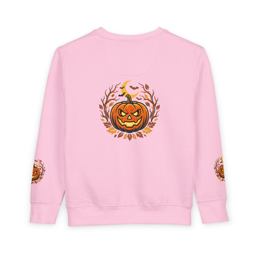 Toddler Sweatshirt — Halloween Pumpkin Jack-O’-Lantern Crewneck for Kids
