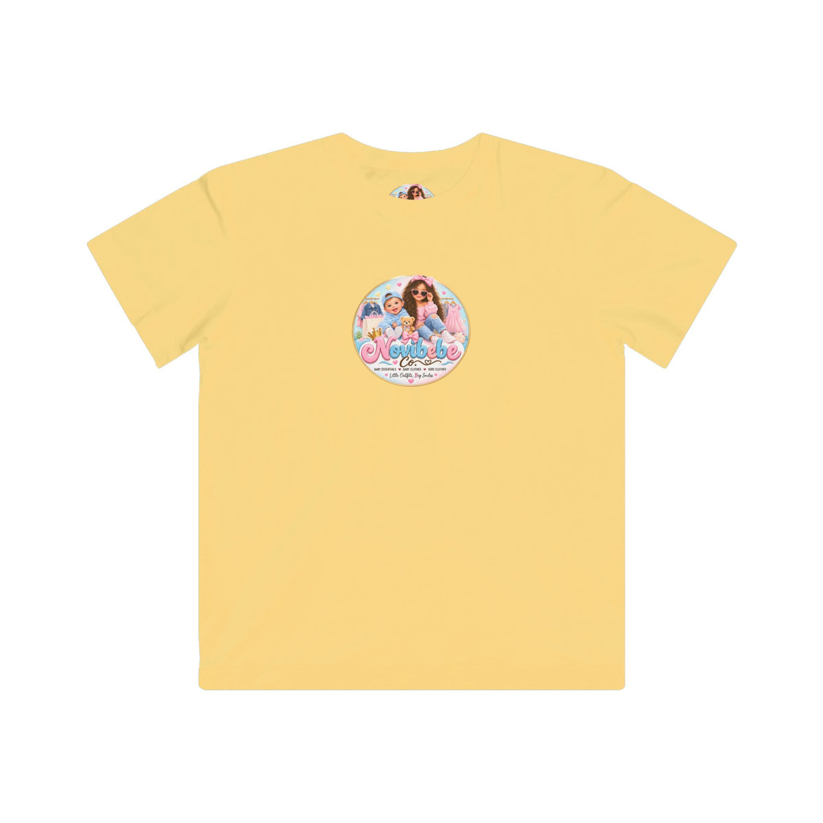 NovibebeCo. Kids Graphic Tee in Butter Yellow - Front View