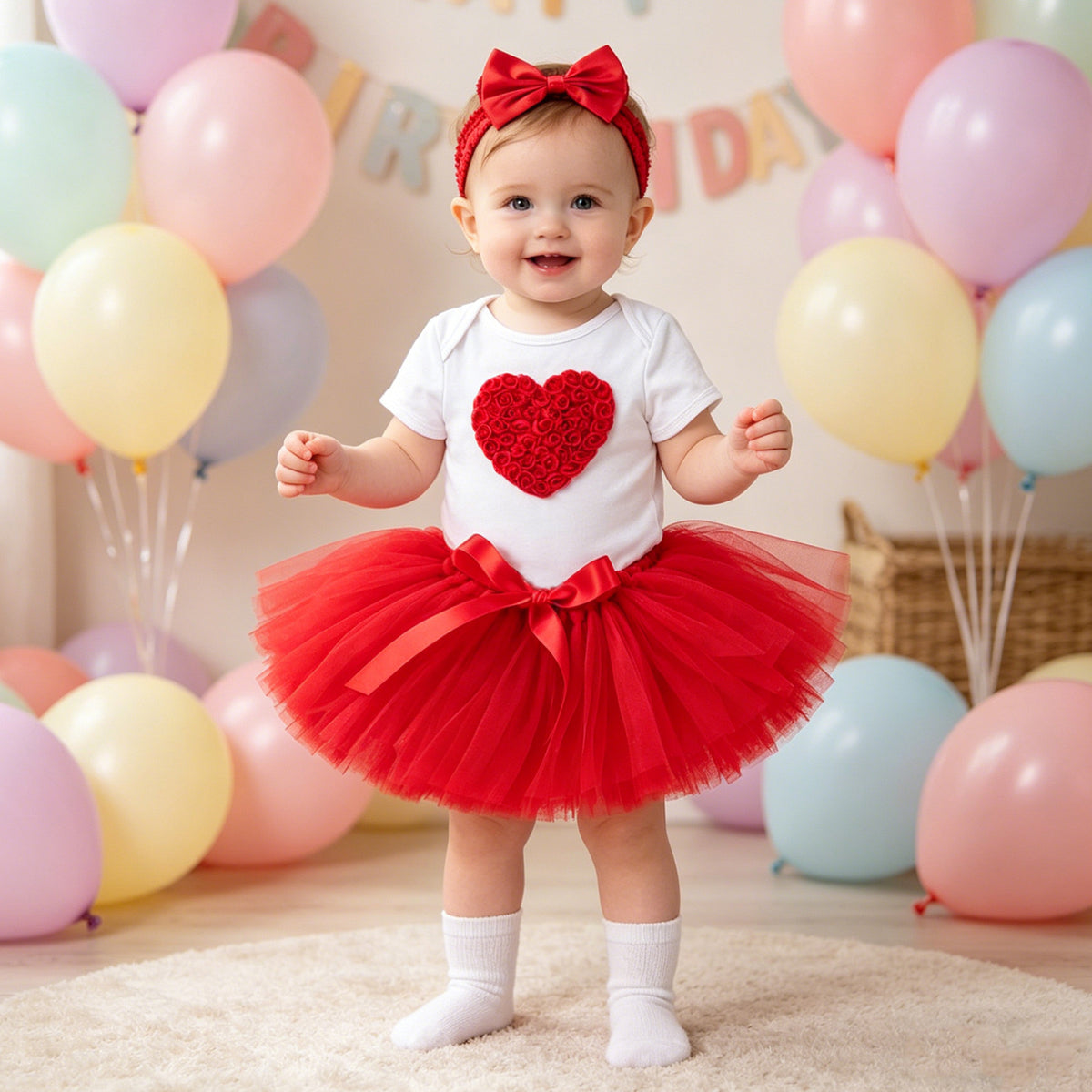 Baby Girl Summer Romper, Skirt & Hair Accessories Set
