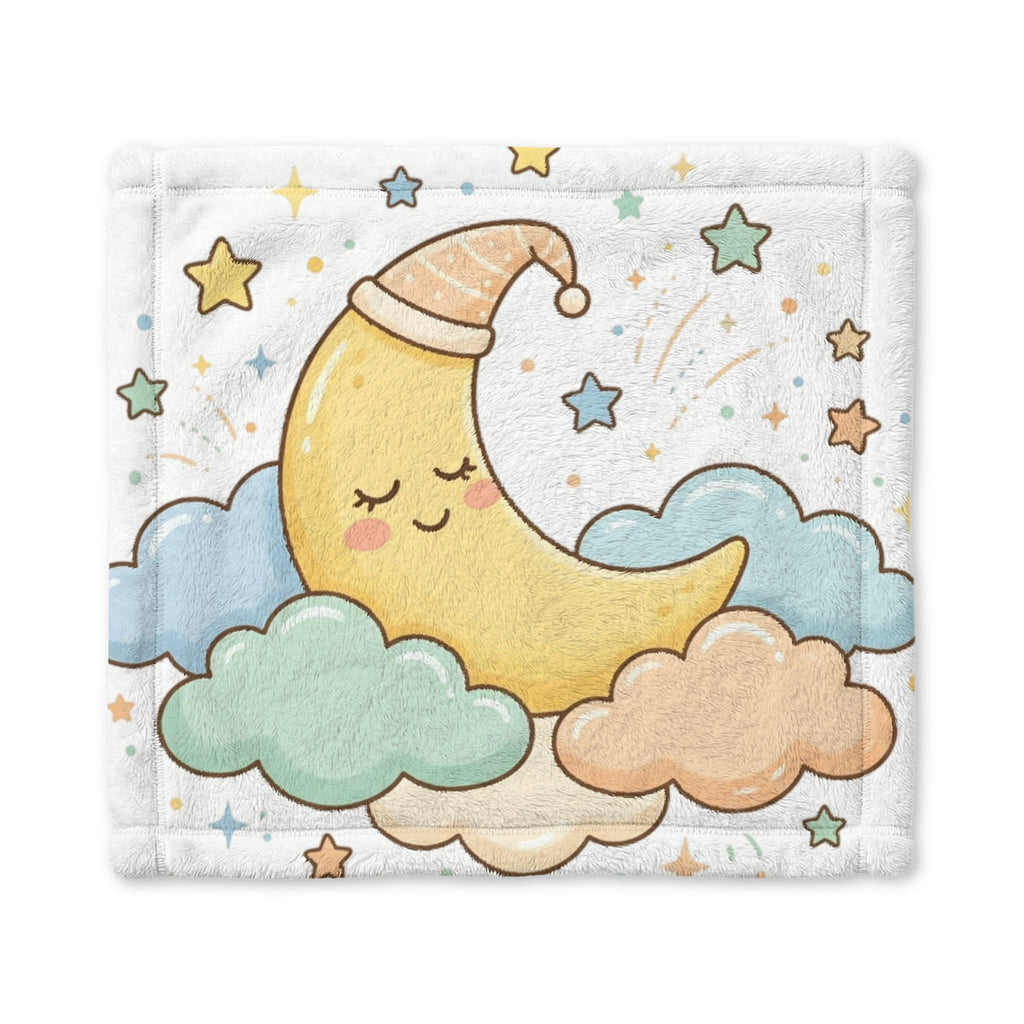 Moon & Clouds Baby Lovey Blanket — Soft Minky Security Blanket