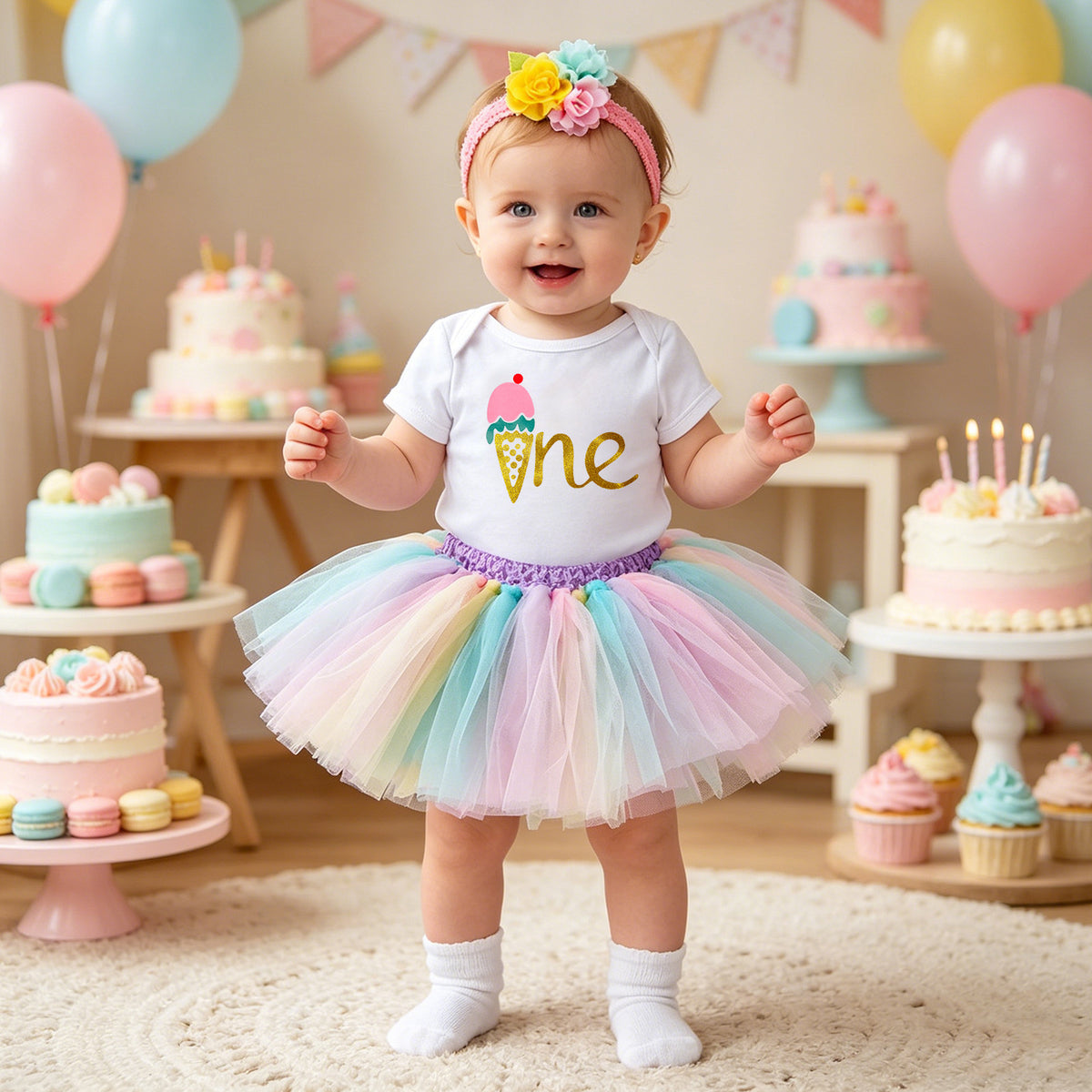 Baby Girl Summer Romper, Skirt & Hair Accessories Set
