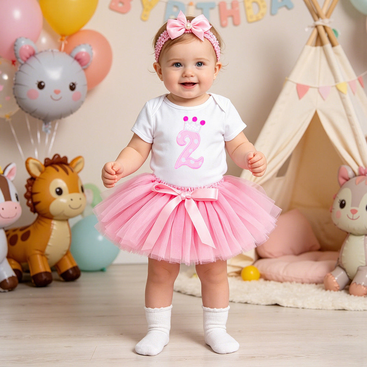 Baby Girl Summer Romper, Skirt & Hair Accessories Set