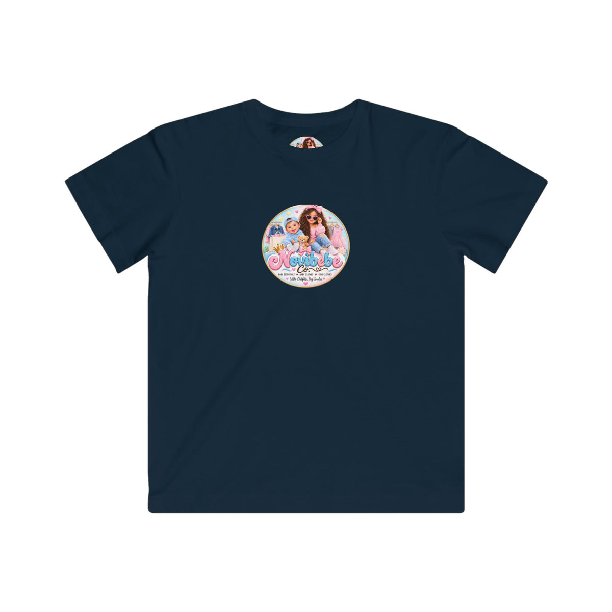 NovibebeCo. Kids Graphic Tee in Navy Blue - Graphic Detail