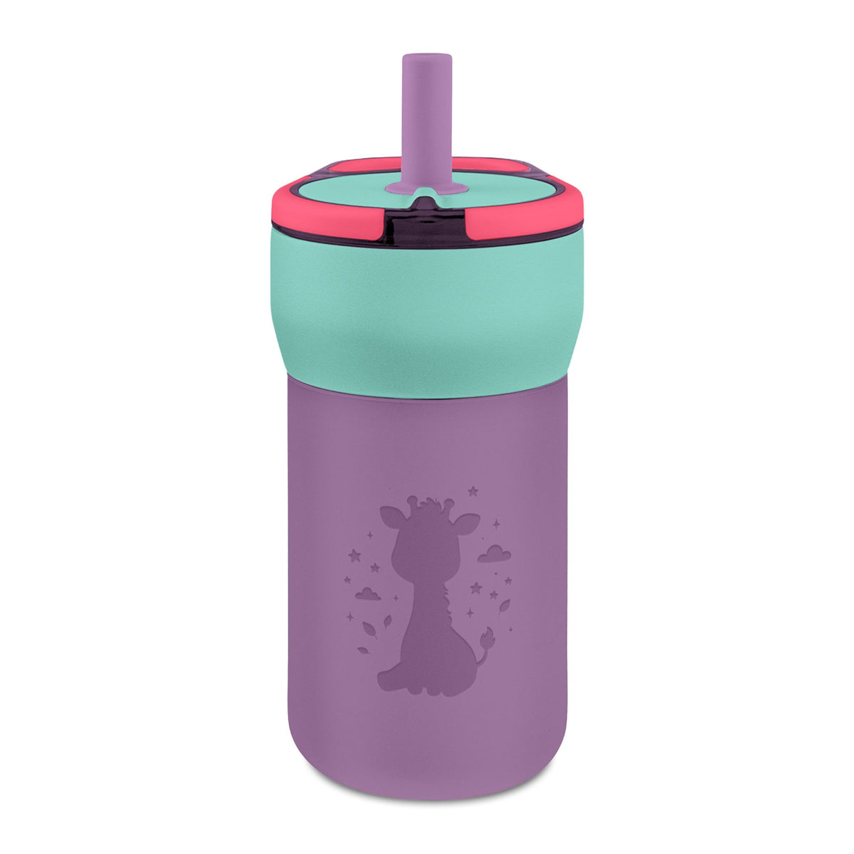 Kids 12oz Leakproof Straw Tumbler — Engraved Cute Giraffe Design