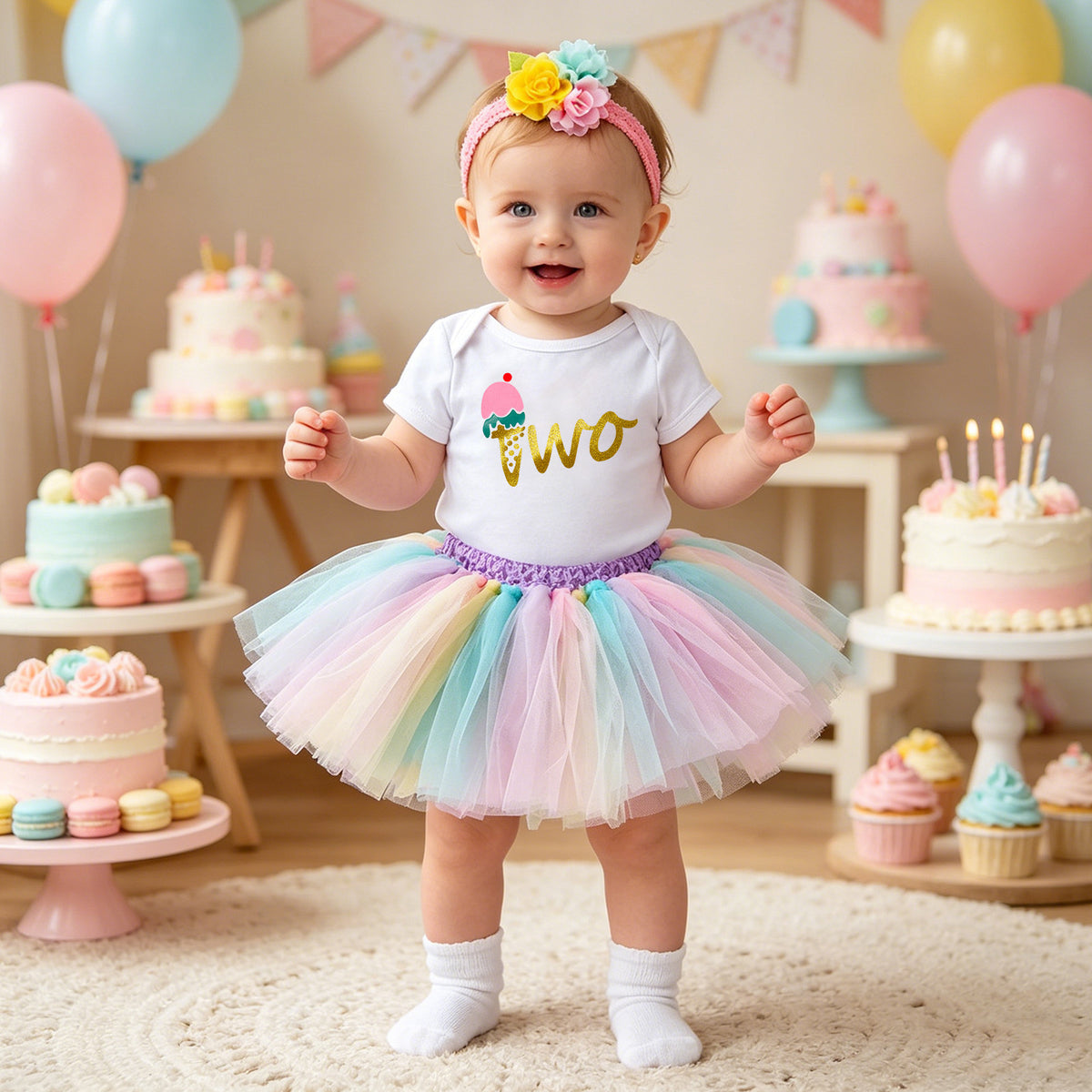 Baby Girl Summer Romper, Skirt & Hair Accessories Set