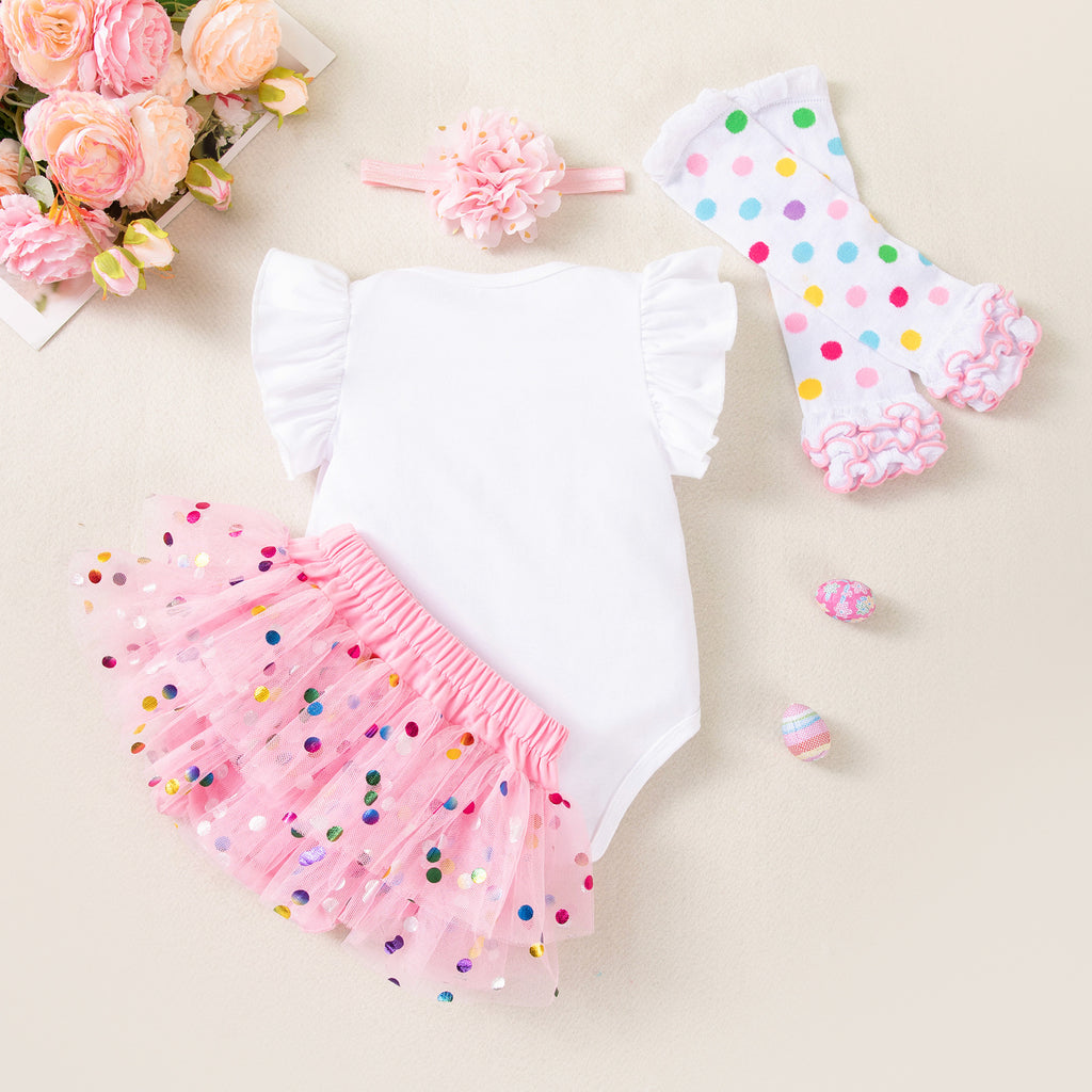 Baby Girl Spring Polka-Dot Romper & Skirt Set