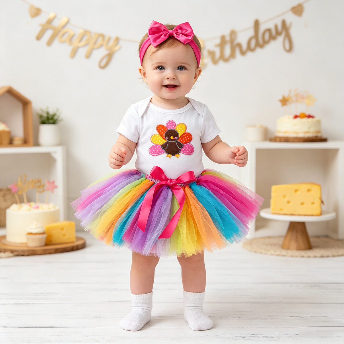Baby Girl Summer Romper, Skirt & Hair Accessories Set