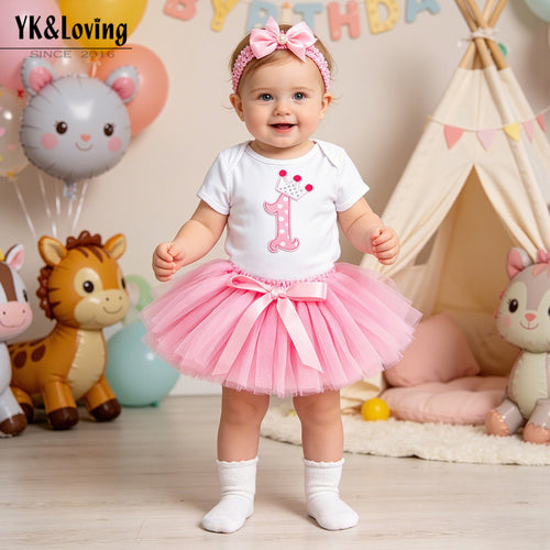 Baby Girl Summer Romper, Skirt & Hair Accessories Set