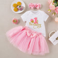 Baby Girl Summer Birthday Romper & Skirt Set