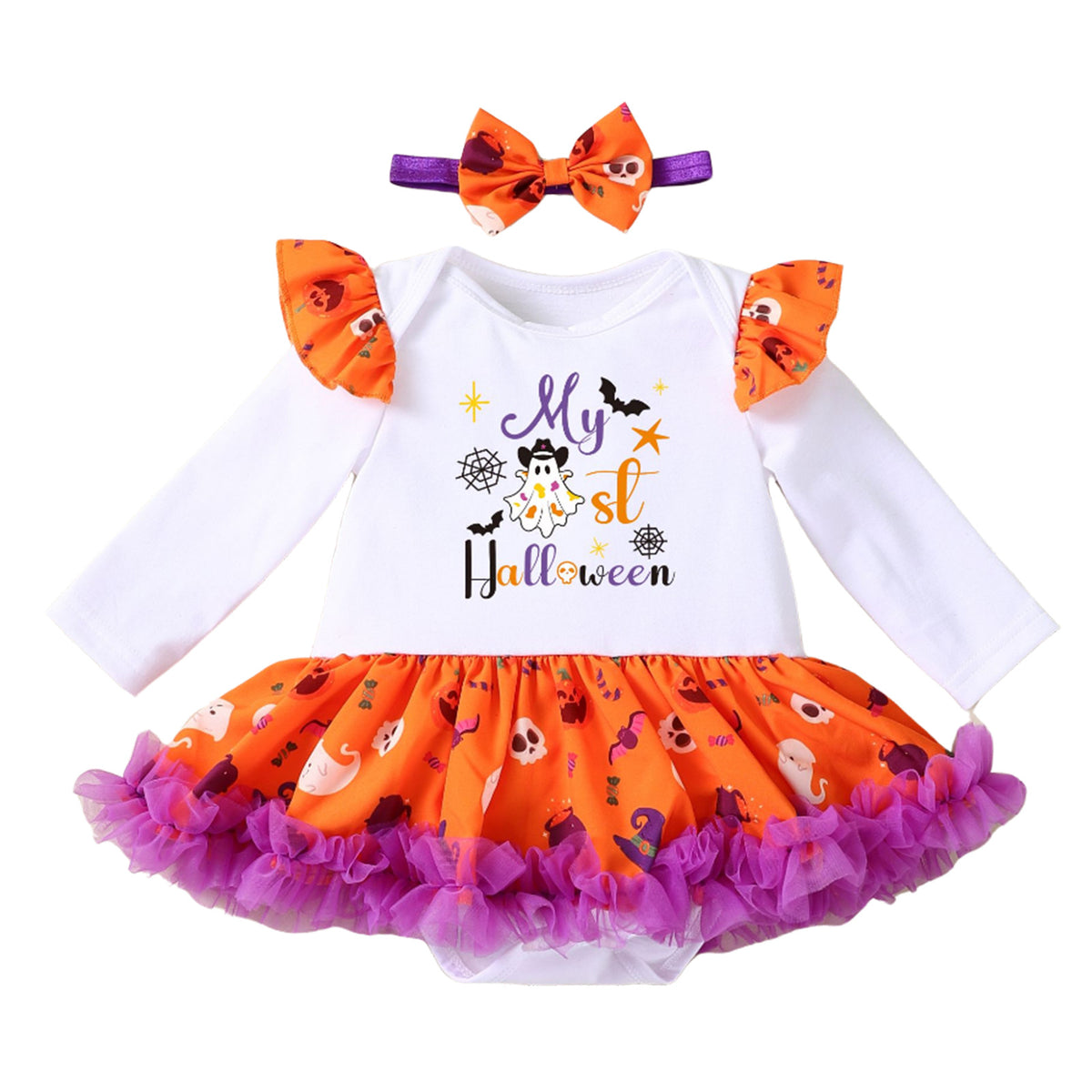 NovibebeCo. Baby Pumpkin Halloween Costume Set with Accessories
