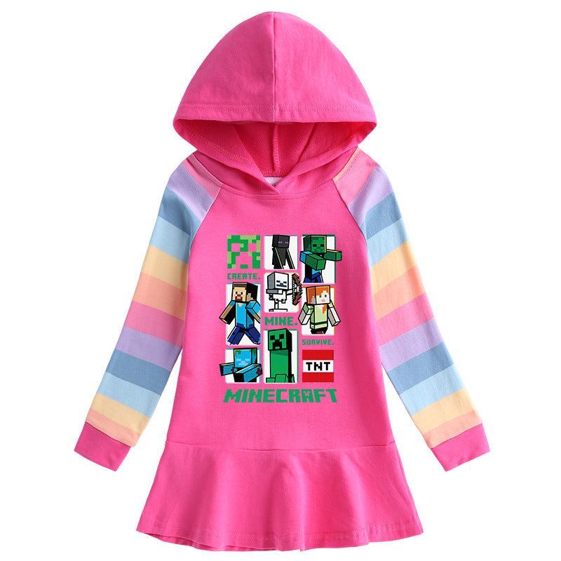 Girls’ Cotton Cartoon Rainbow Dress