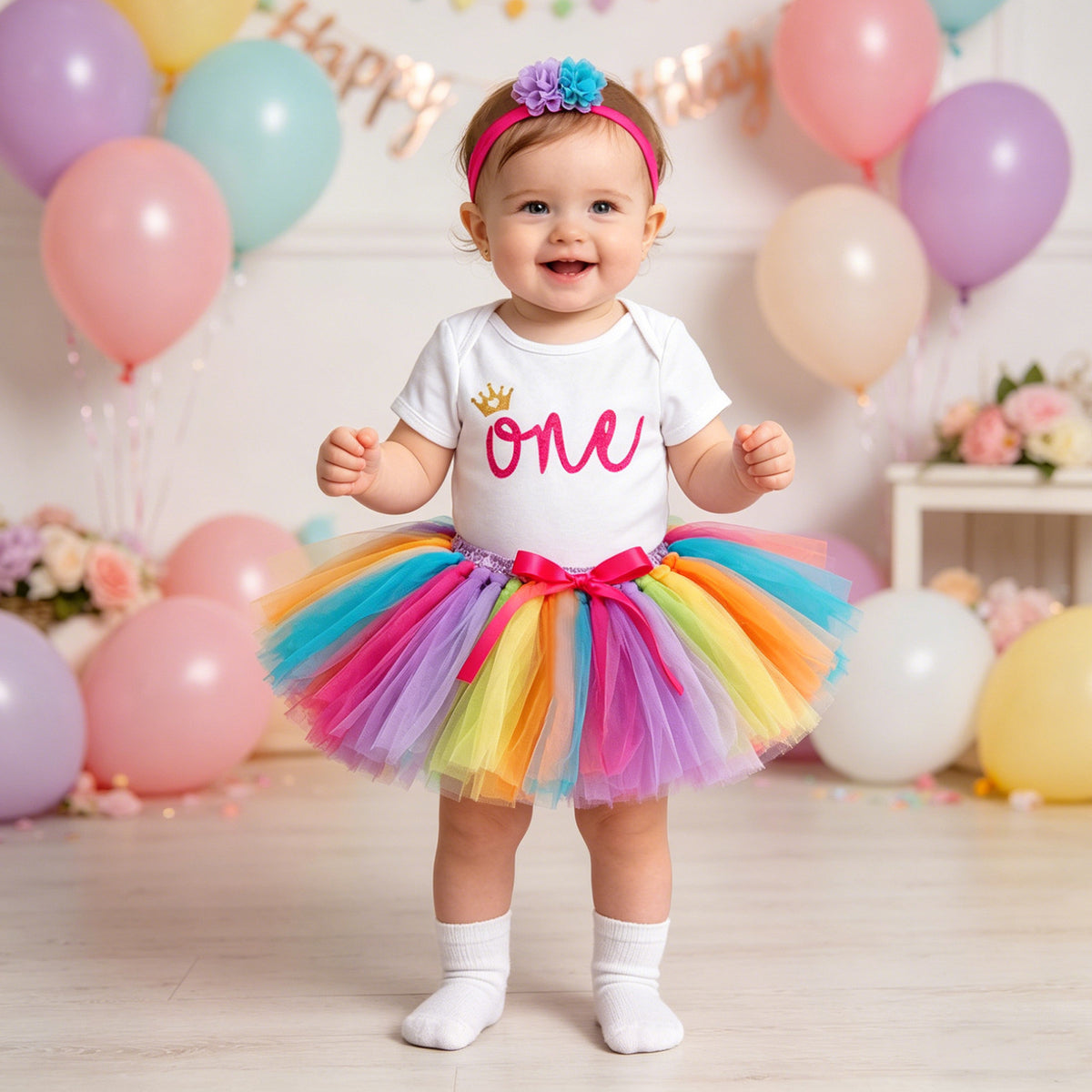 Baby Girl Summer Romper, Skirt & Hair Accessories Set