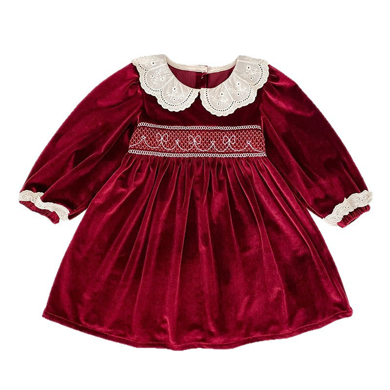 Girls’ Long-Sleeve Dress or Crawler Suit