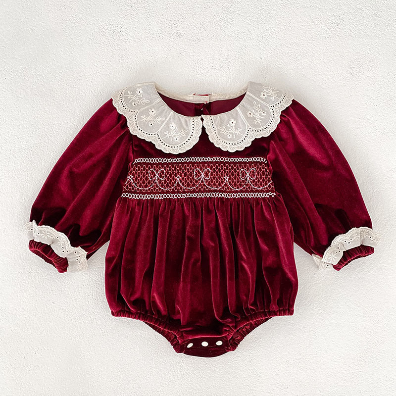 Girls’ Long-Sleeve Dress or Crawler Suit