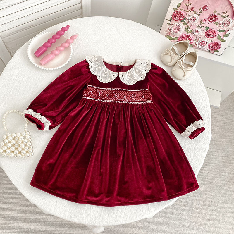 Girls’ Long-Sleeve Dress or Crawler Suit