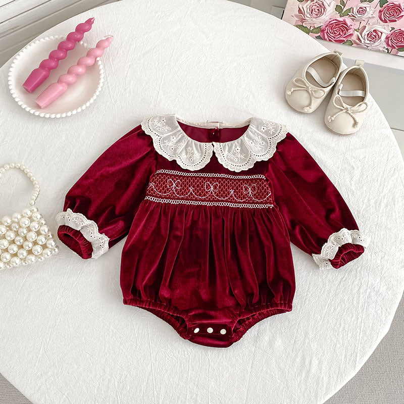 Girls’ Long-Sleeve Dress or Crawler Suit