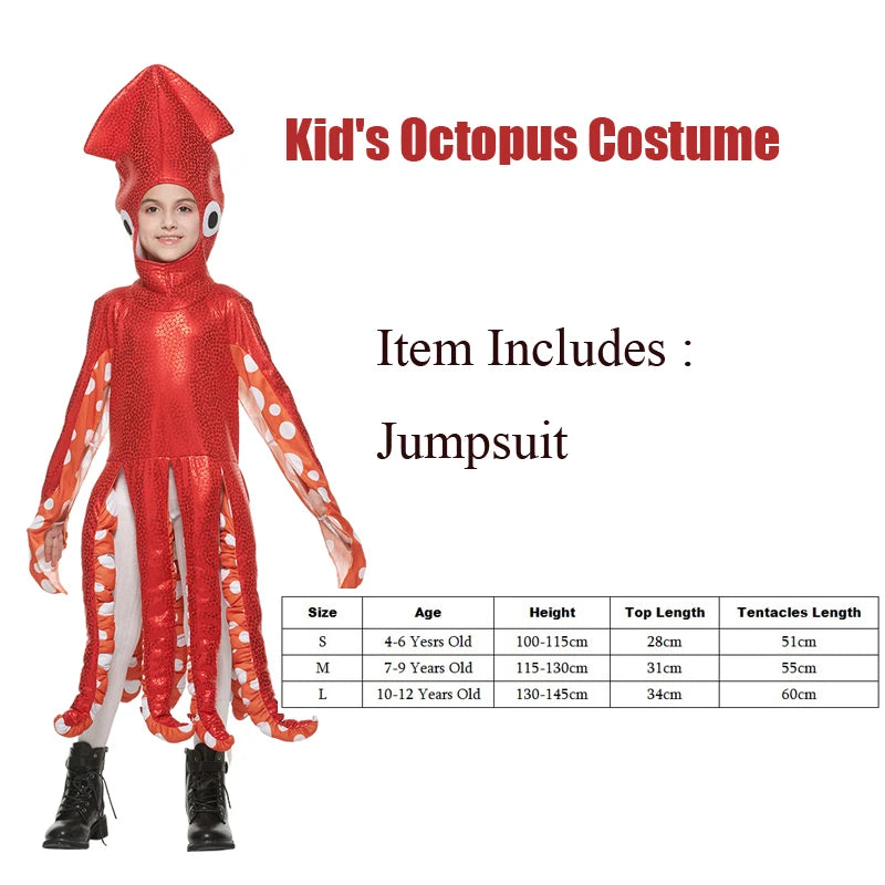 NovibebeCo. Kids Octopus Halloween Costume - Sealife Cosplay Jumpsuit
