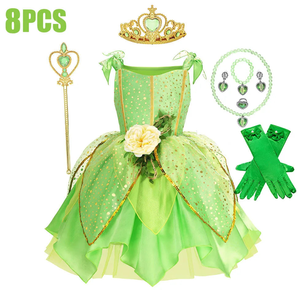 NovibebeCo. Girls Green Fairy Princess Halloween Costume with Wings