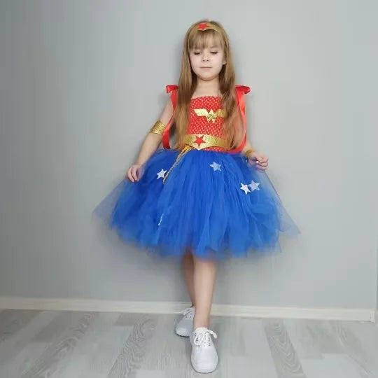 NovibebeCo. Girls Wonder Woman Superhero Halloween Costume Set