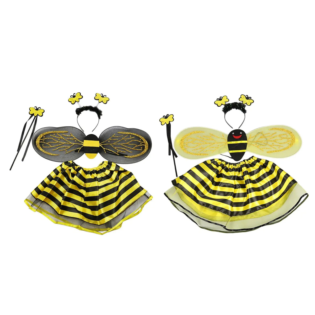 NovibebeCo. Kids Bee Halloween Costume Set - Dress, Wings, Headband & Wand