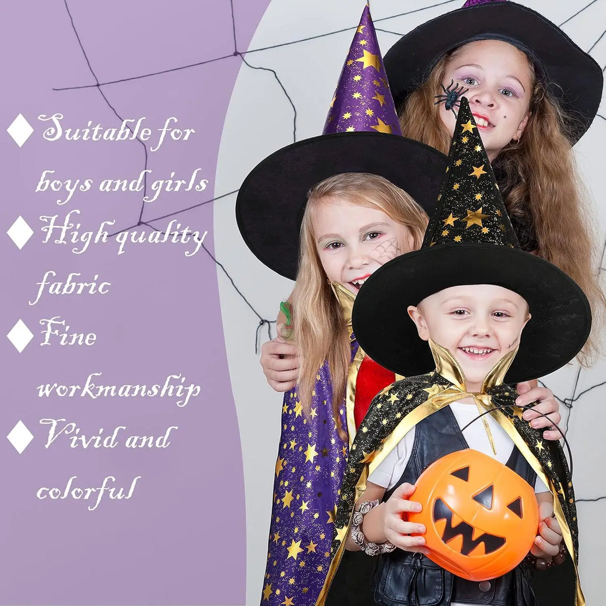 Kids’ Witch Cloak & Hat Costume Set, 2-Pack