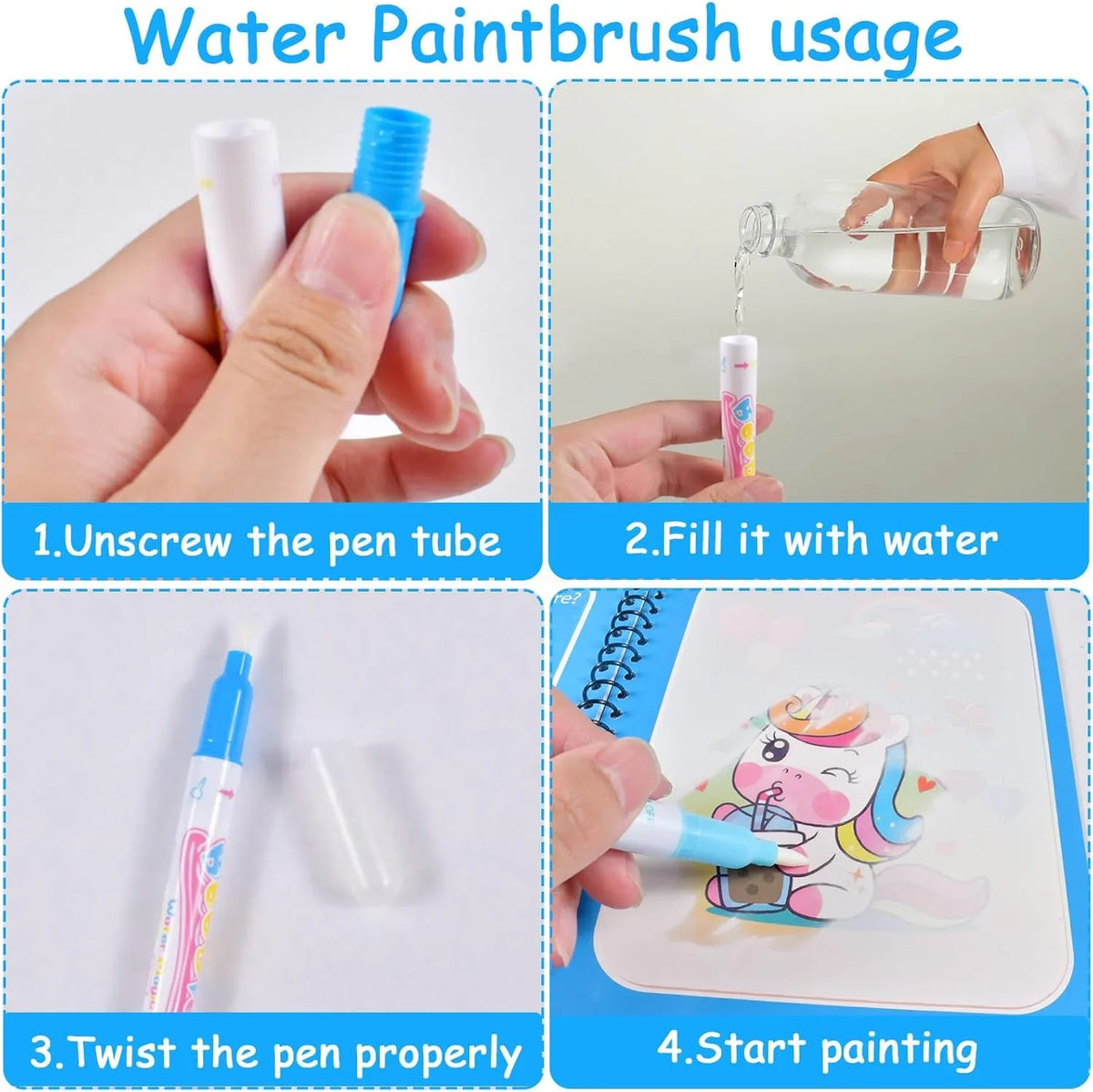 Reusable Water Drawing Book — Mess-Free Kids Art Pad