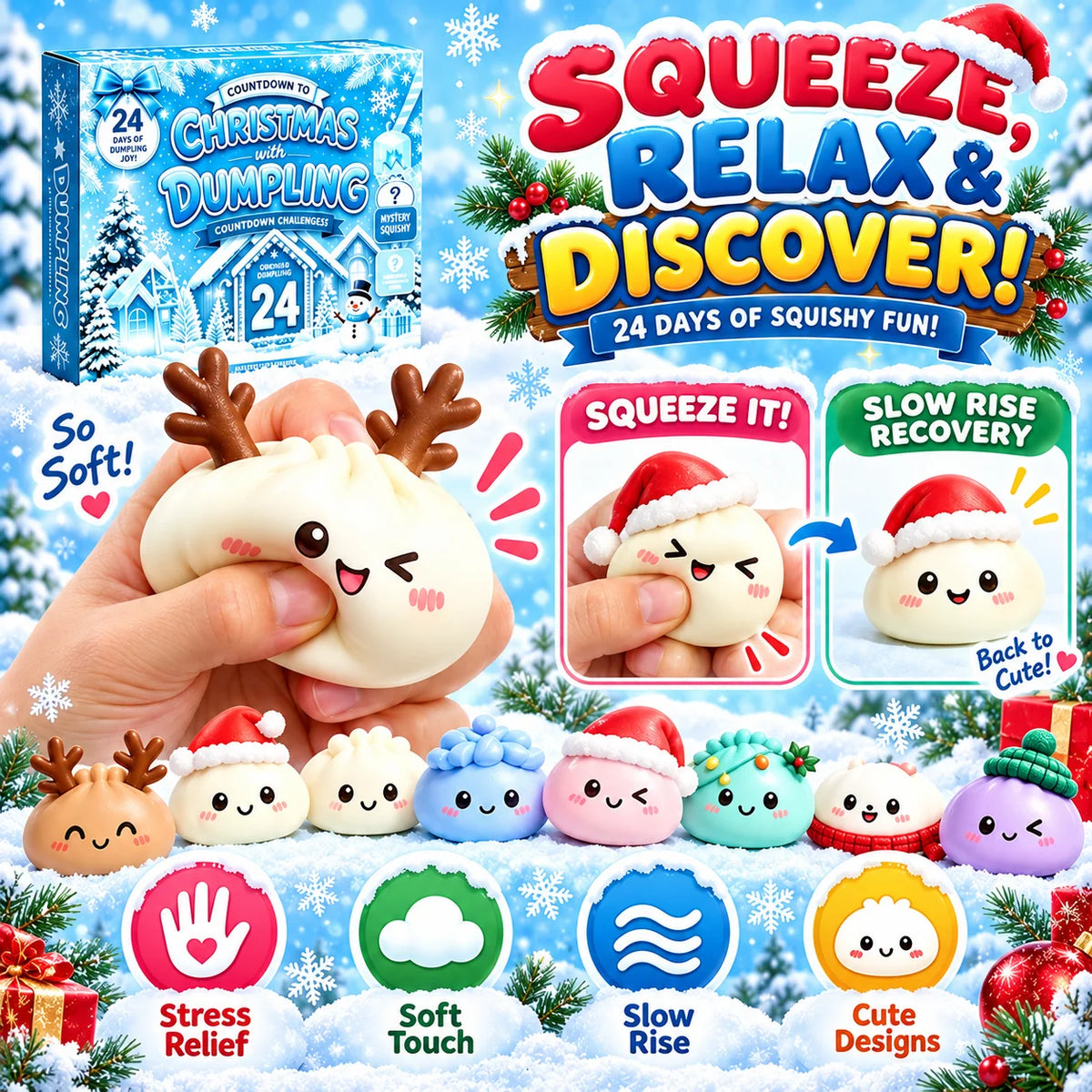 Christmas Squishy Advent Calendar - 24 Day Mystery Blind Box