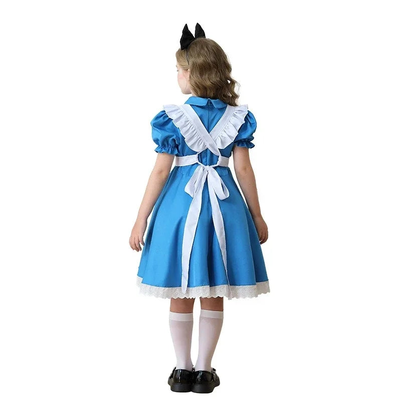 NovibebeCo. Girls Alice in Wonderland Halloween Costume - Blue Lolita Maid Dress