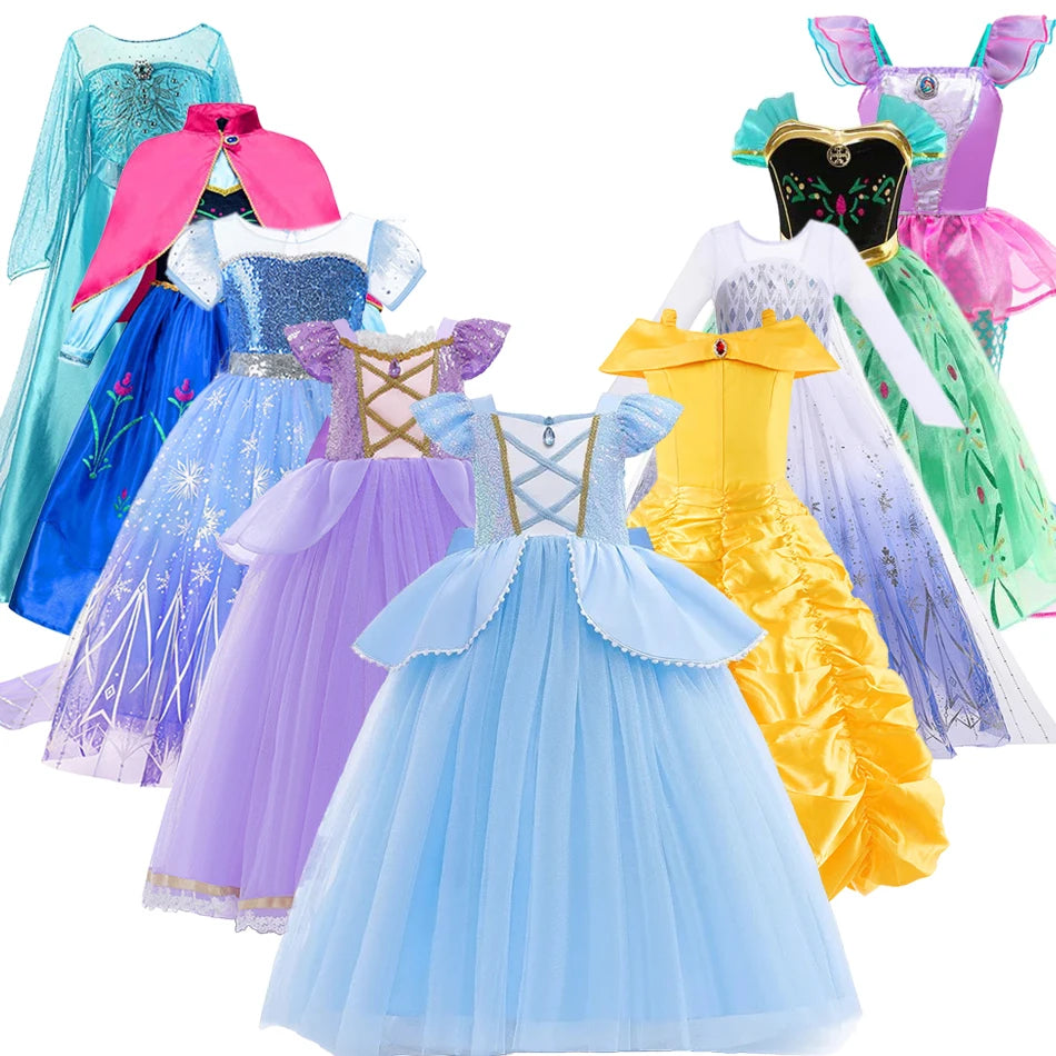 NovibebeCo. Girls Halloween Princess Cosplay Dress - Rapunzel, Anna & Elsa