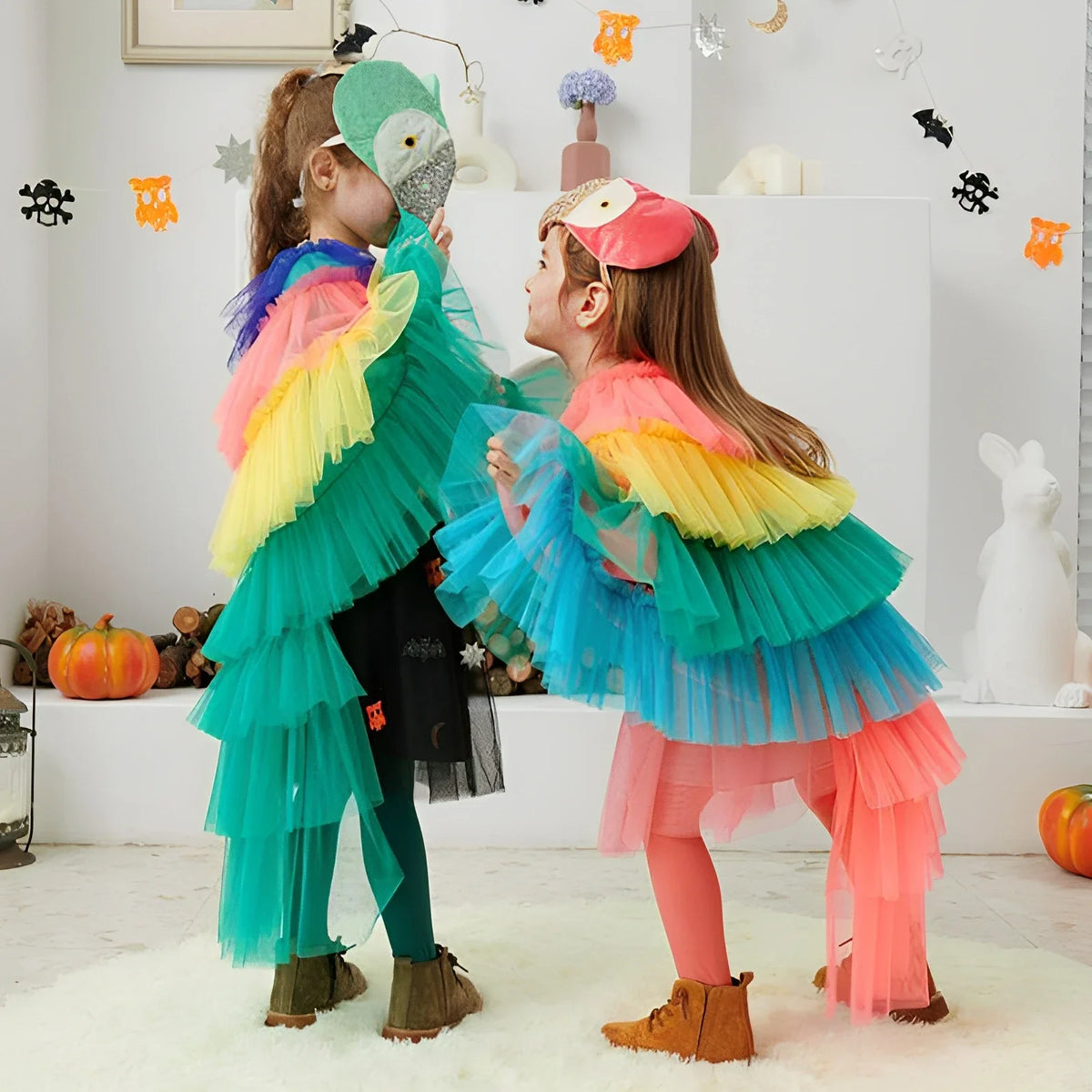 NovibebeCo. Girls Multicolor Parrot Halloween Costume Cape
