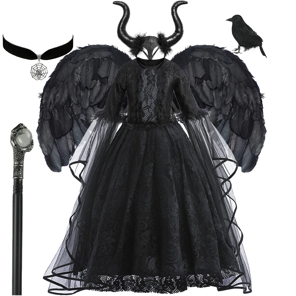Girls’ Dark Witch Evil Queen Costume Dress