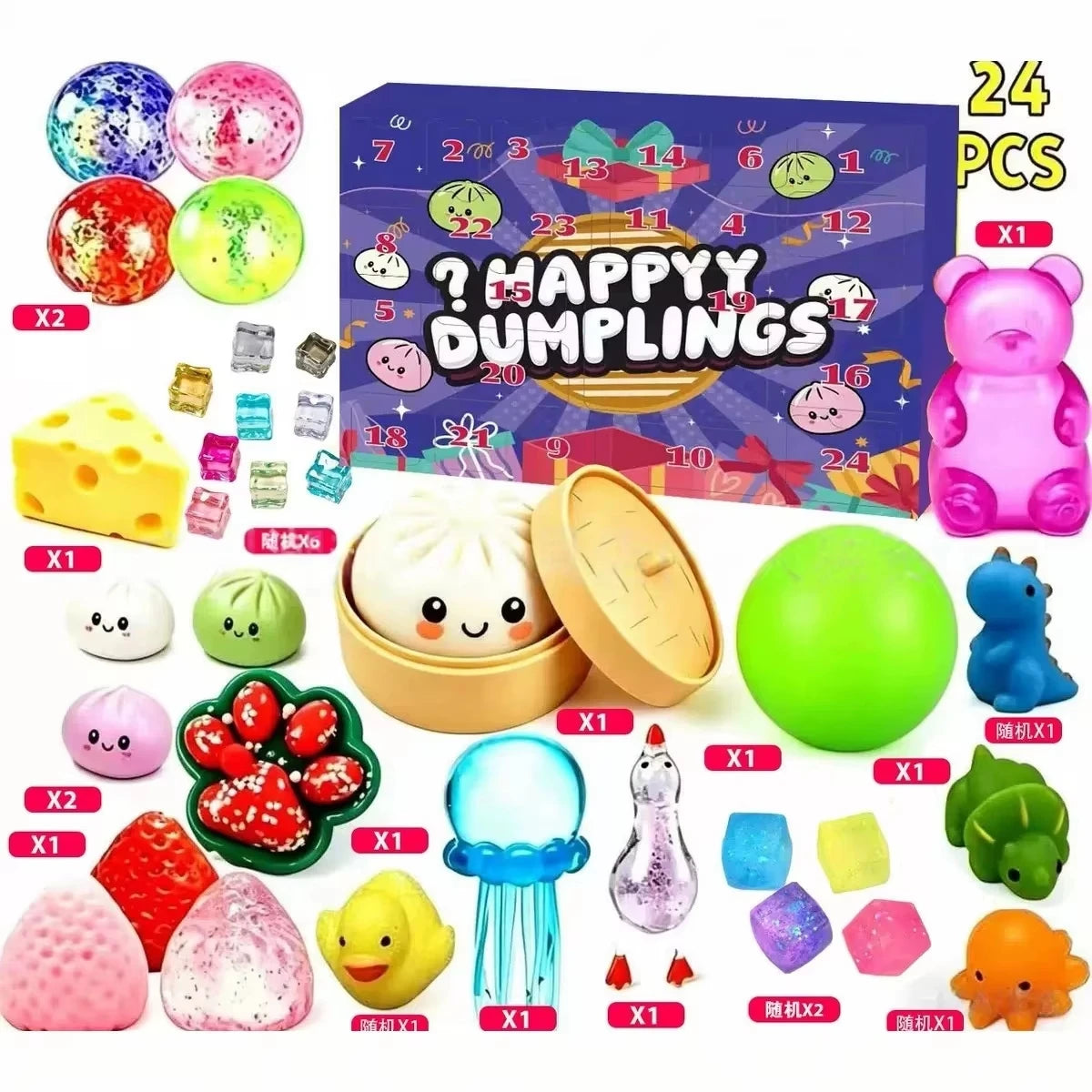 Dumpling Squishy Advent Calendar - 24 Day Christmas Countdown