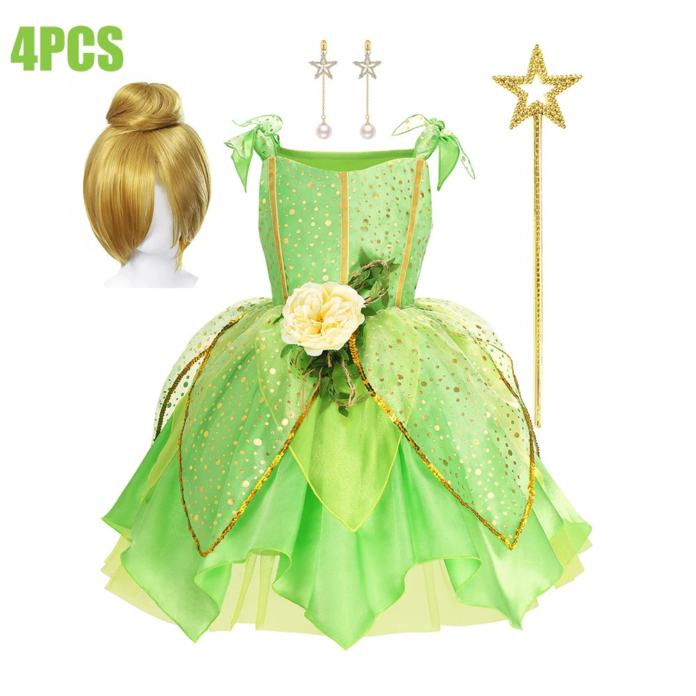 NovibebeCo. Girls Green Fairy Princess Halloween Costume with Wings