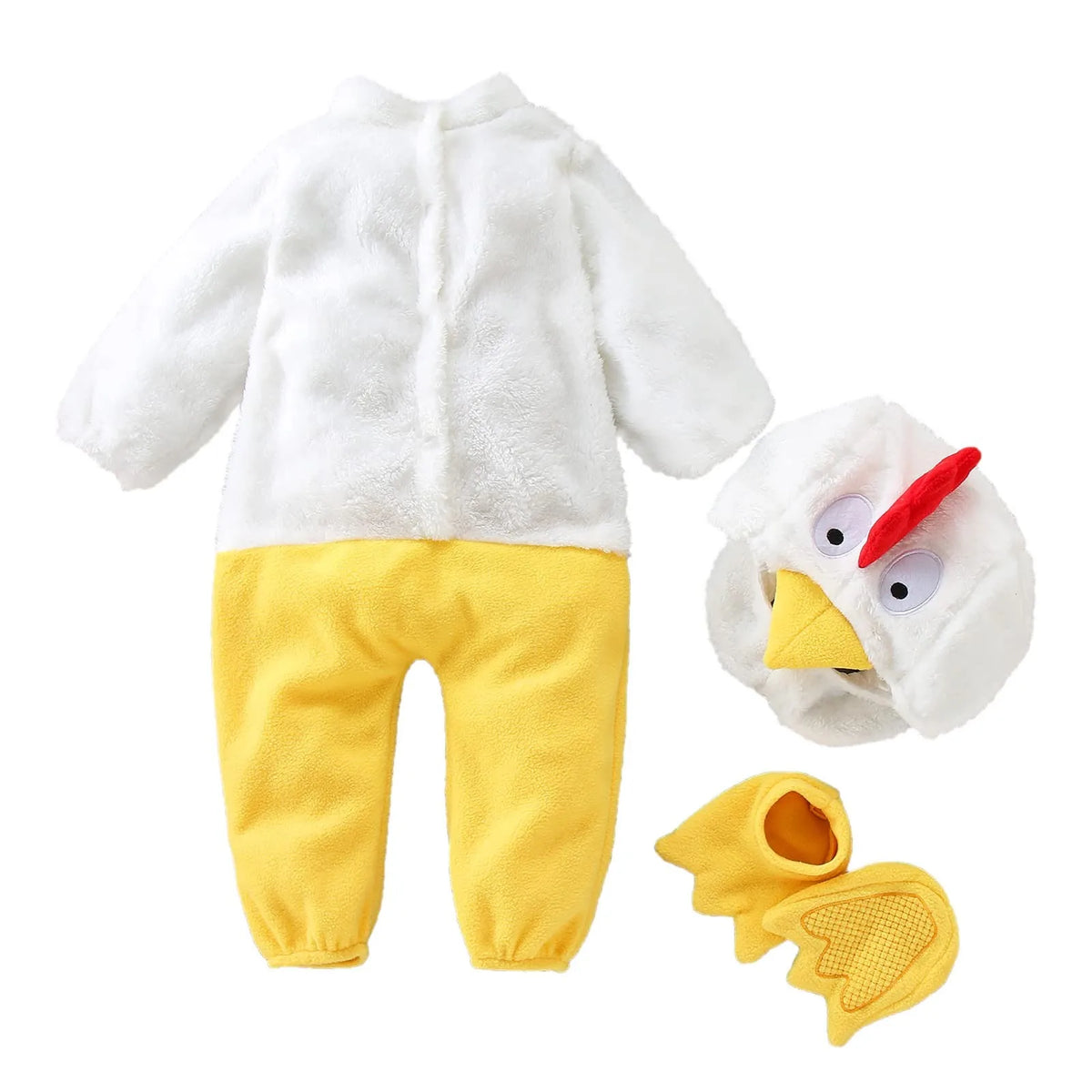 NovibebeCo. Baby Chicken Costume 3-Piece Set - Fleece Romper, Hat & Pants