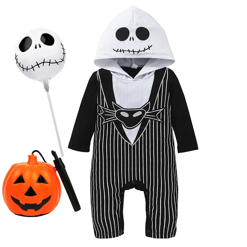 NovibebeCo. Baby Skeleton Halloween Costume Hooded Romper