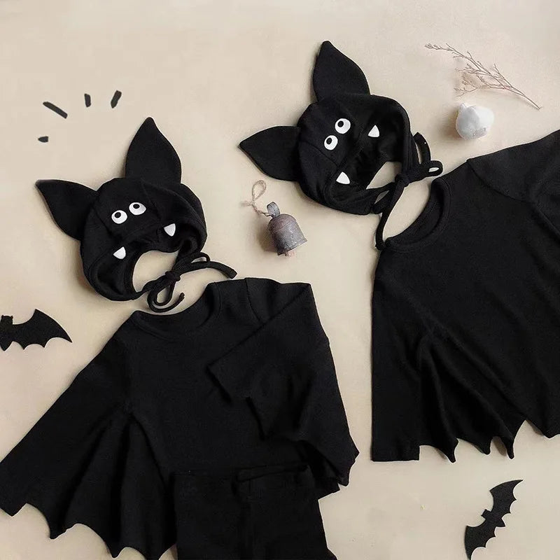 NovibebeCo. Baby Halloween Bat Sleeve Bodysuit & Hat Set