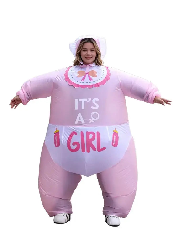 NovibebeCo. Adults Inflatable Baby Halloween Costume - Pink & Blue Gender Reveal