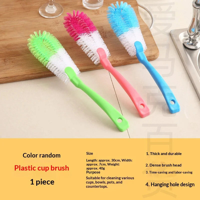 Long Handle Bottle Cleaning Brush Soft Bristles Cup Glass Water Bottle Cleaner Brush Kitchen Multifunctional Washing Brush