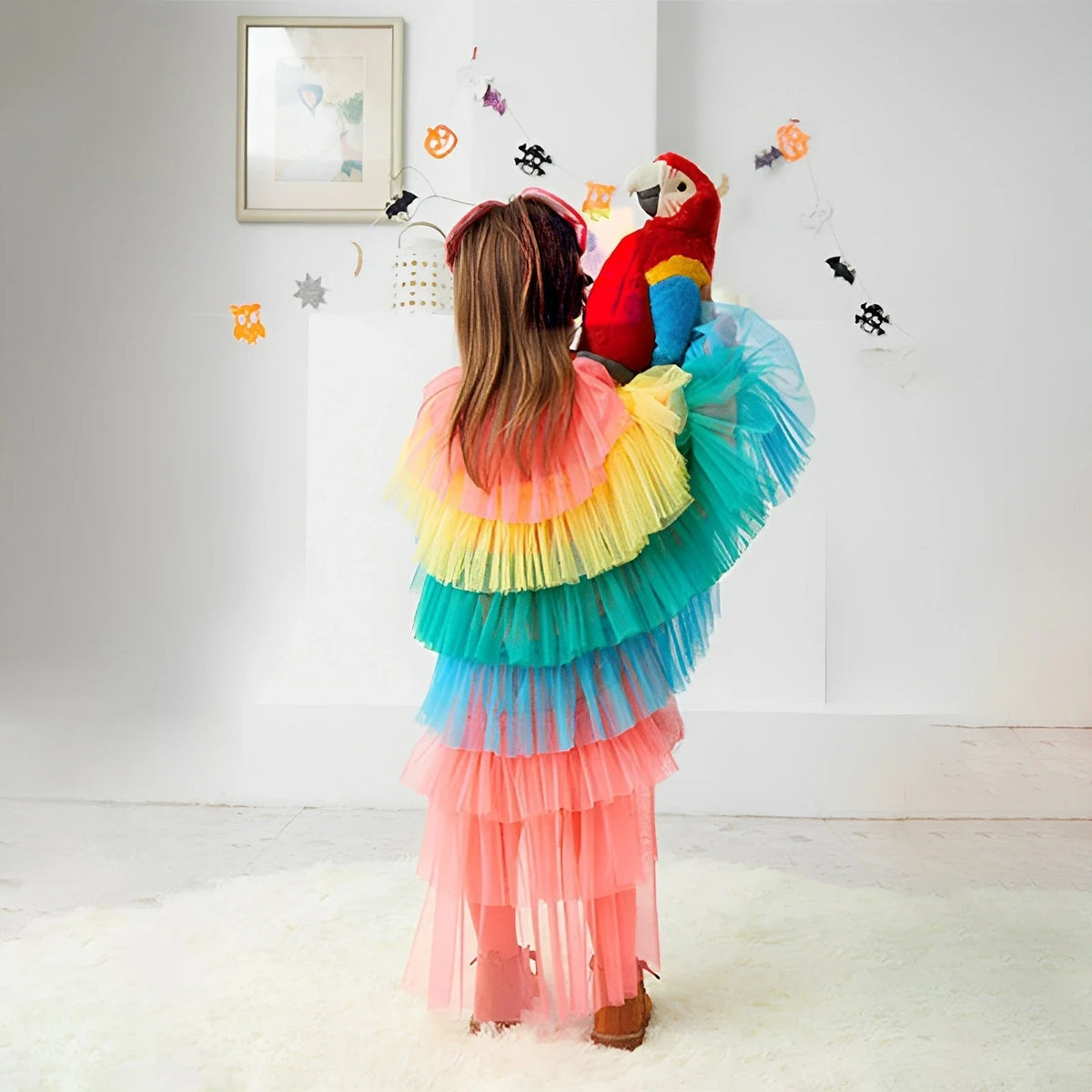 NovibebeCo. Girls Multicolor Parrot Halloween Costume Cape