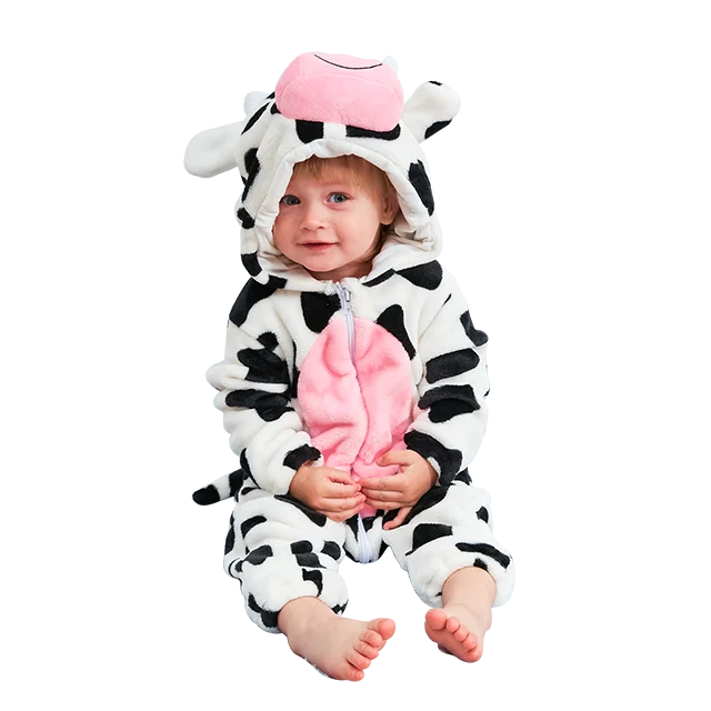 NovibebeCo. Baby Animal Hooded Flannel Halloween Jumpsuit - Panda, Tiger, Duck & More