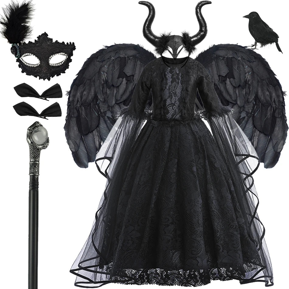 Girls’ Dark Witch Evil Queen Costume Dress