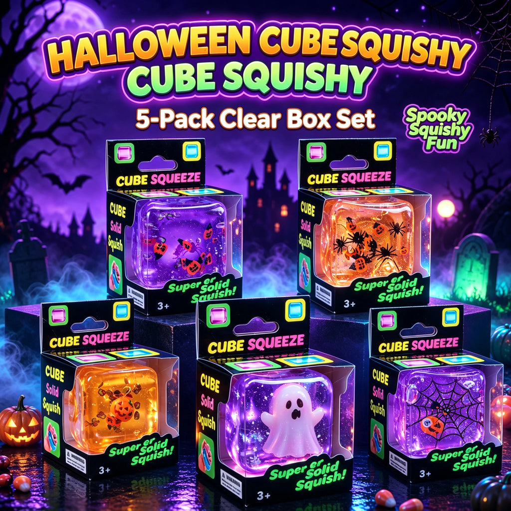 Halloween Christmas Transparent Cube Squishy Toy - Fidget Toy
