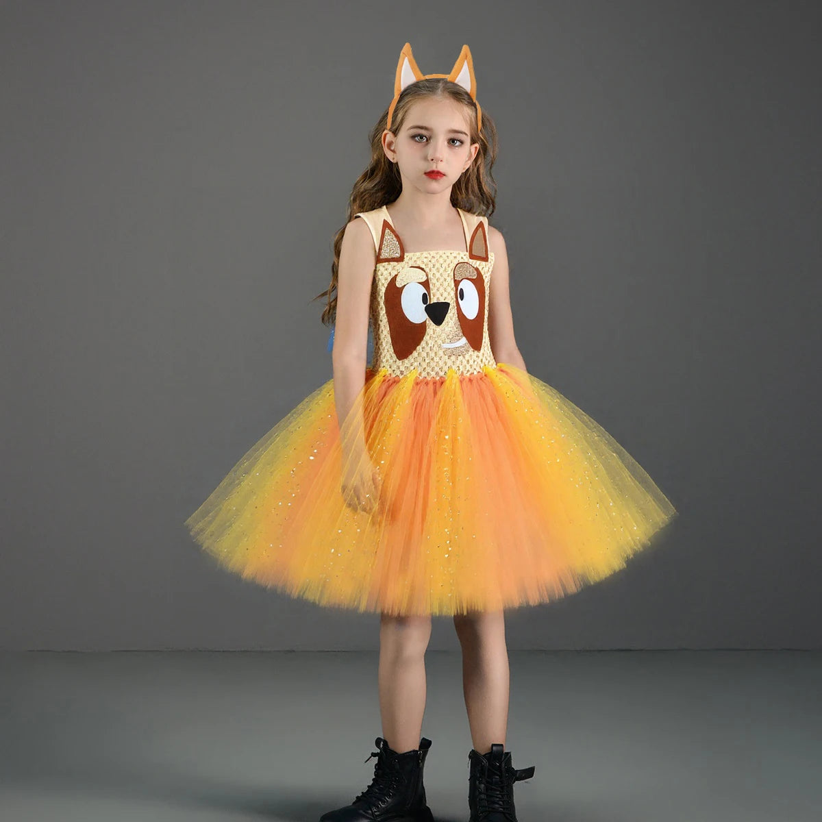 NovibebeCo. Girls Halloween Blue Doggy Tutu Dress Costume with Headband & Tail