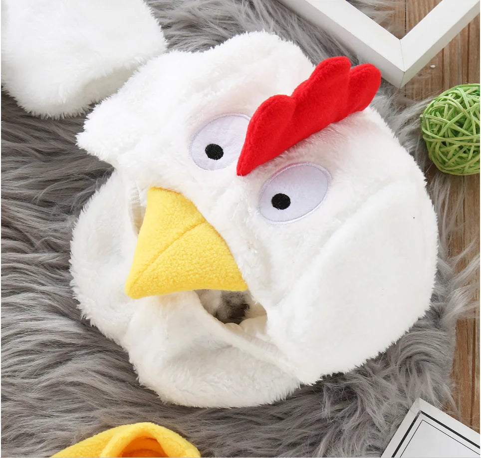 NovibebeCo. Baby Chicken Costume 3-Piece Set - Fleece Romper, Hat & Pants