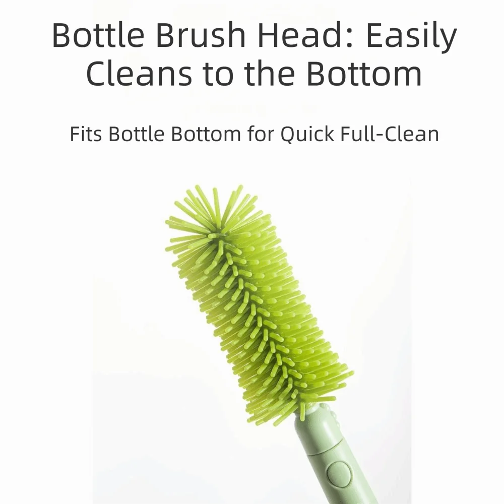 6-in-1 Baby Bottle Brush Set Built-in Drain Rack Drying Rack Nipple Straw Cleaning Brush Space Saving Portable