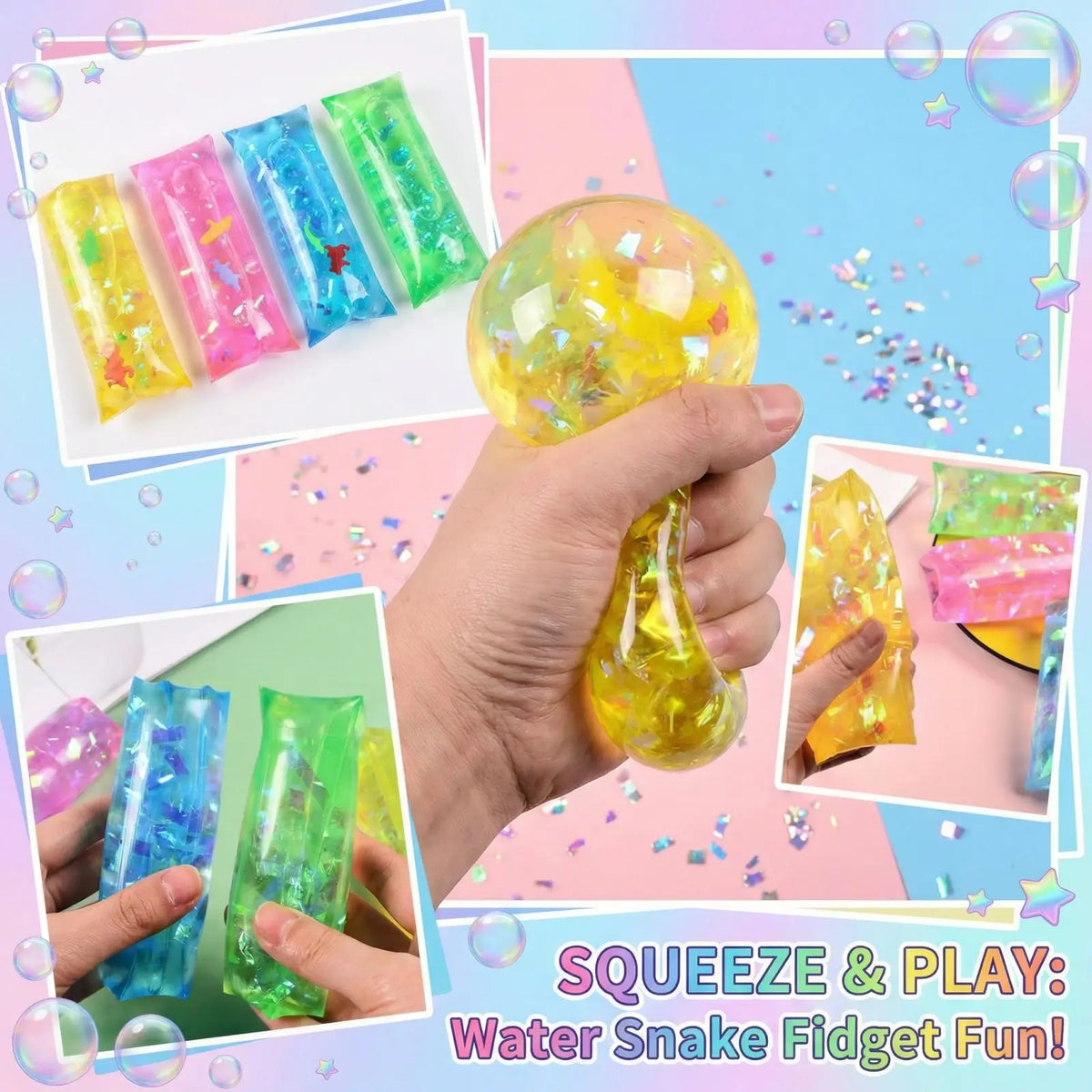 Glitter Water Snake — Wiggly Sensory Fidget Toy