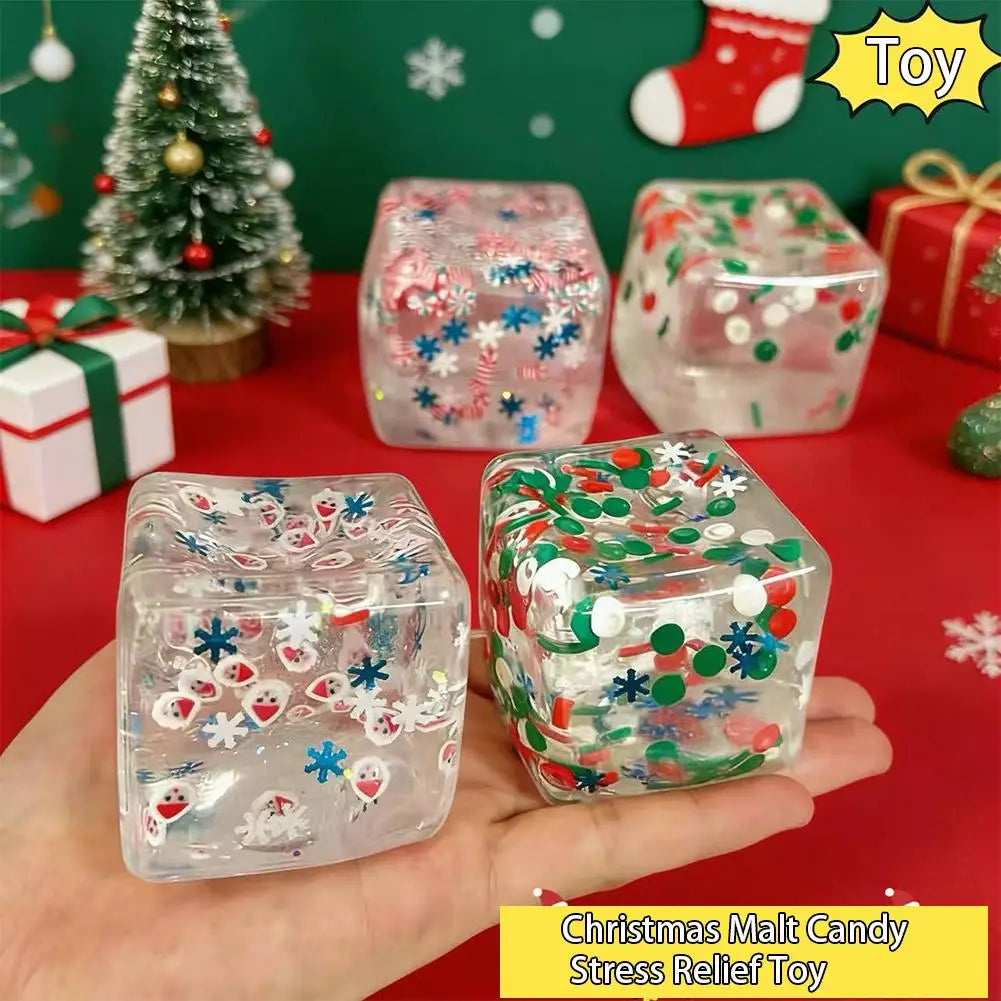 Christmas Maltose Ice Cube Squishy Toy - Sensory Stress Ball